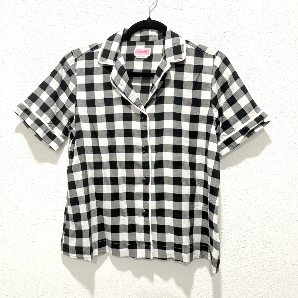 Kate Spade Mini Gingham Button-Front Shirt /‎ Plaid Shirt S